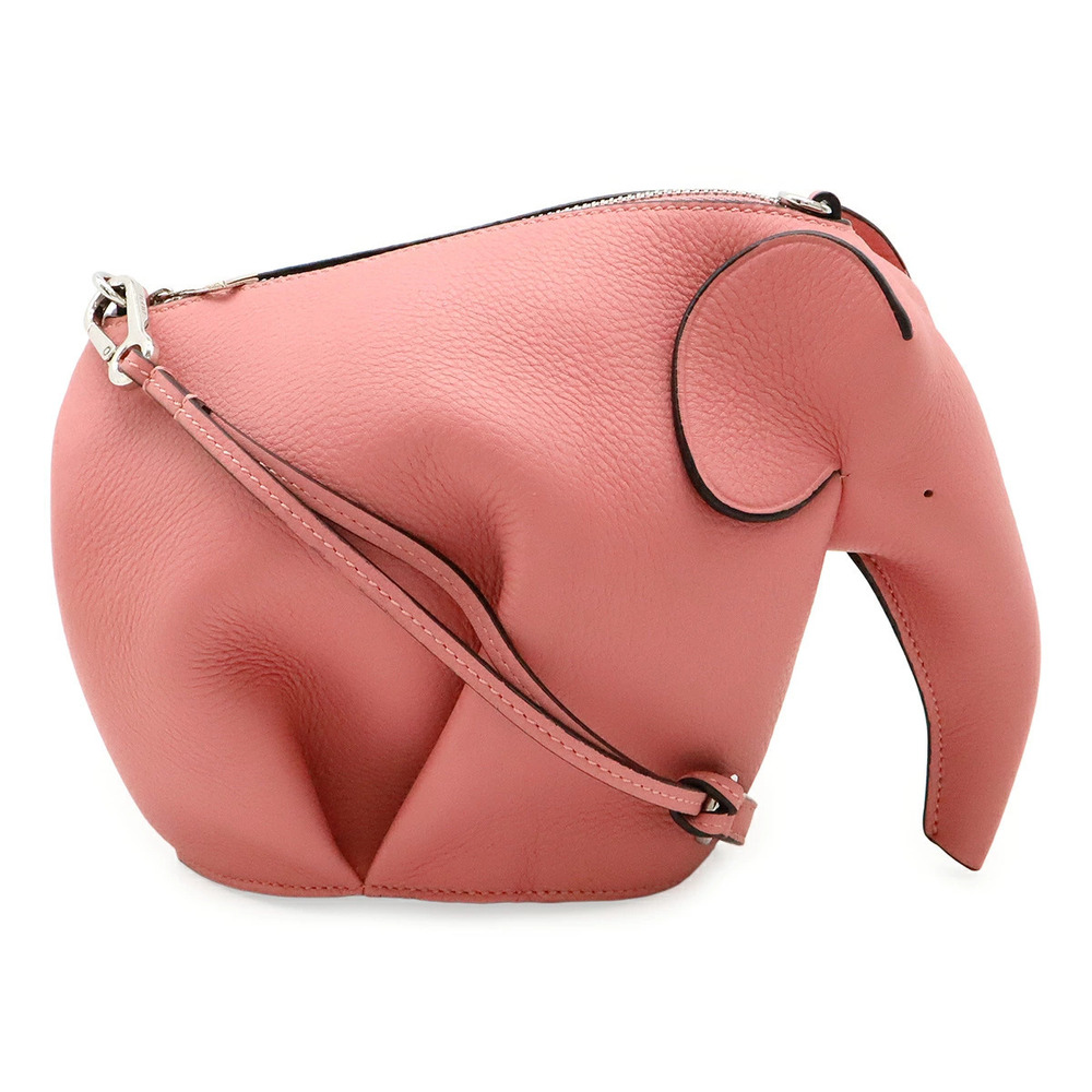 Loewe Elephant Bag Animal Series Shoulder Clutch Pouch Clutch Leather Pink